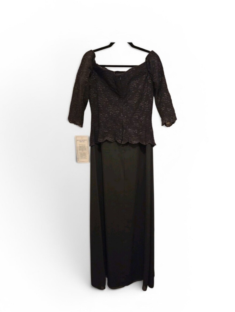 CHADWICKS NWT Womens Size 14 Formal Black Lace Bodice Long Dress Off Shoulder - Picture 3 of 6